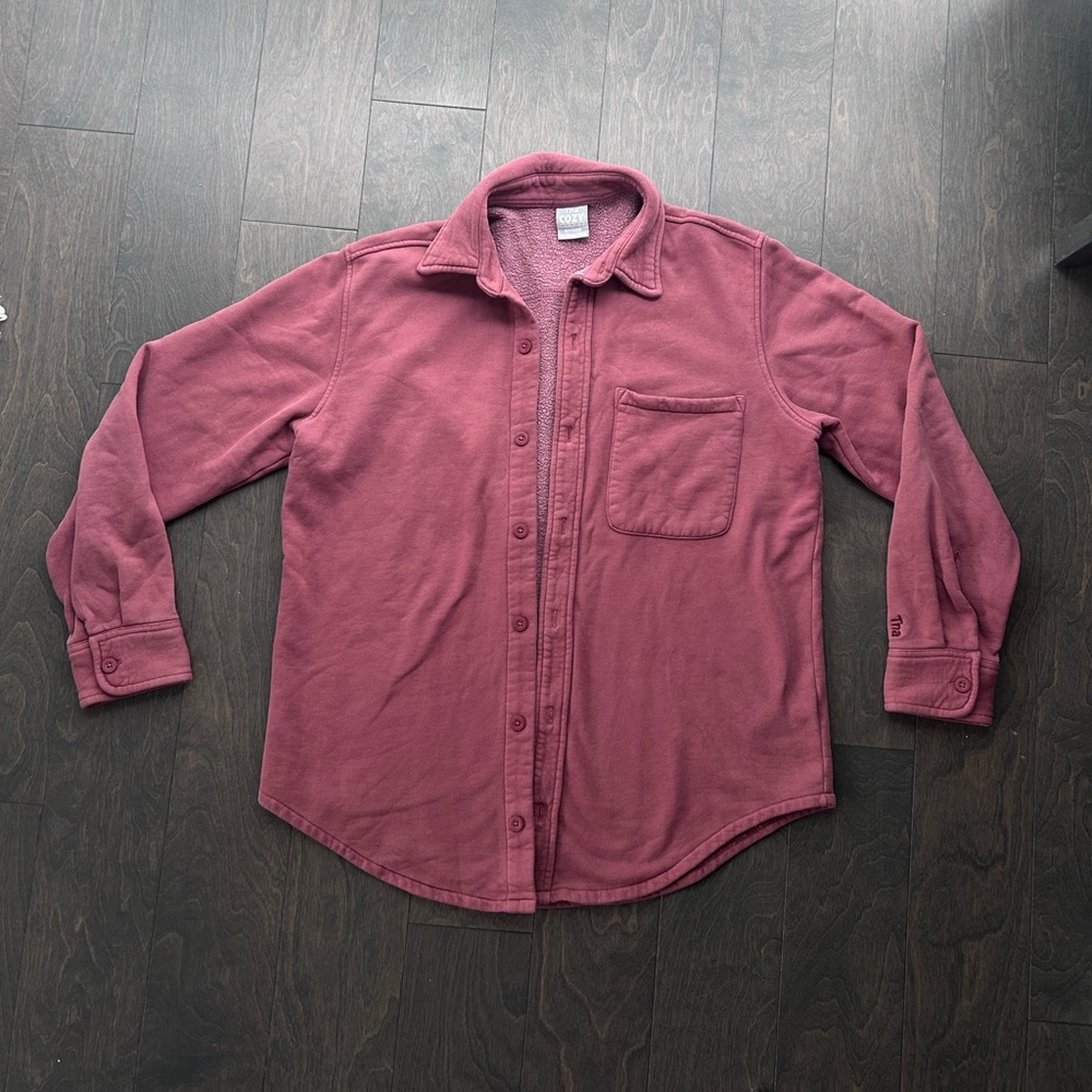 TNA Cozy Fleece Boyfriend Button Up Size Small